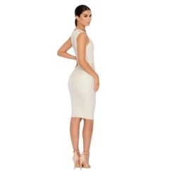 Down In The Deets Lace Plunge Midi Dress In Cream -Women Clothes Shop 1313 cream edit8