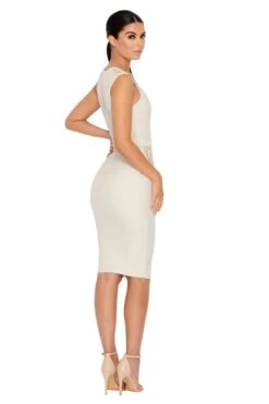 Down In The Deets Lace Plunge Midi Dress In Cream -Women Clothes Shop 1313 cream thumb2 crop2x3