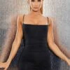 Ruched Bodycon Mini Dress In Black -Women Clothes Shop 1811 2 aint so basic black ruched spaghetti strap mini dress 1