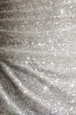 Hand Embellished Couture Draped Long Sleeve Mini Dress In White -Women Clothes Shop 22017 2 Silver Embellished Draped Long Sleeve Mini Dress