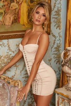 Eternal Love Underwired Satin Mini Dress In Cream -Women Clothes Shop 2746 8 eternal love cream under wire eyelet corset strap mini dress