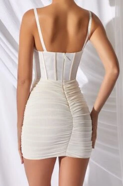 Mesh Bodycon Corset Mini Dress In Ivory -Women Clothes Shop 2766 14 overload ivory mesh bustier boning bodycon mini dress
