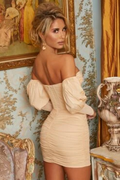 Can’t Get Enough Bardot Puff Sleeve Mini Dress In Cream 14 Can’t Get Enough Bardot Puff Sleeve Mini Dress In Cream -Women Clothes Shop 2907 10 cant get enough cream off shoulder puff sleeve ruched bustier mini dress