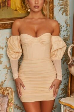 Can’t Get Enough Bardot Puff Sleeve Mini Dress In Cream 16 Can’t Get Enough Bardot Puff Sleeve Mini Dress In Cream -Women Clothes Shop 2907 7 cant get enough cream off shoulder puff sleeve ruched bustier mini dress