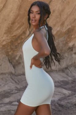 Halter Neck Mini Dress In Green -Women Clothes Shop 3895 7 its a wrap green plunge v neck halter mini dress 2