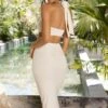 Halter Cut Out Midi Dress In Cream -Women Clothes Shop 4192 6 towards the horizon cream twist front ha midaxi dress