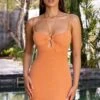 Keyhole Multi Strap Mini Dress In Caramel -Women Clothes Shop 4197 1 sunset fantasy caramel halter strappy ring detail mini dress