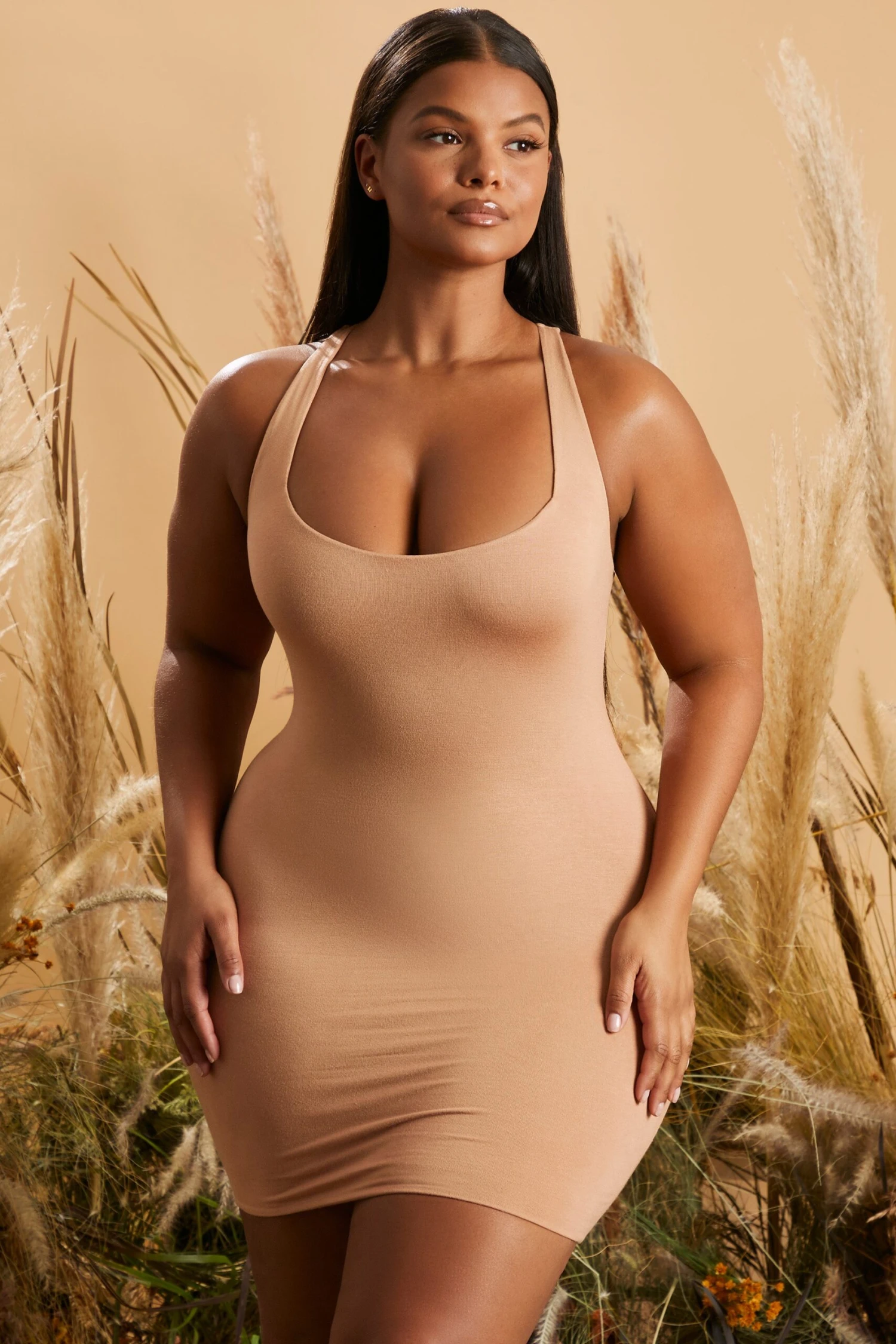 Keyhole Back Mini Dress In Mocha 8 Keyhole Back Mini Dress In Mocha - Image 6