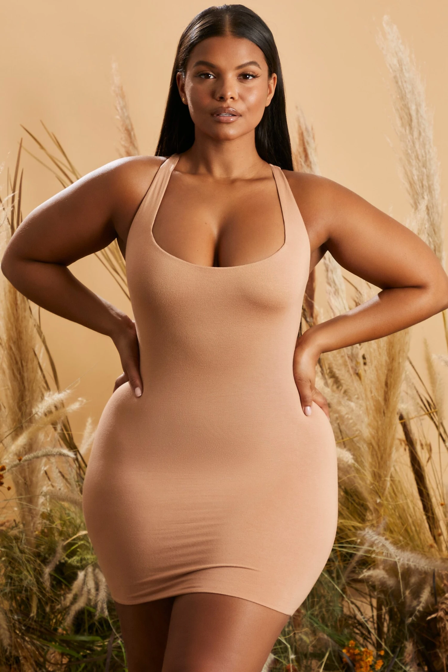 Keyhole Back Mini Dress In Mocha 3 Keyhole Back Mini Dress In Mocha