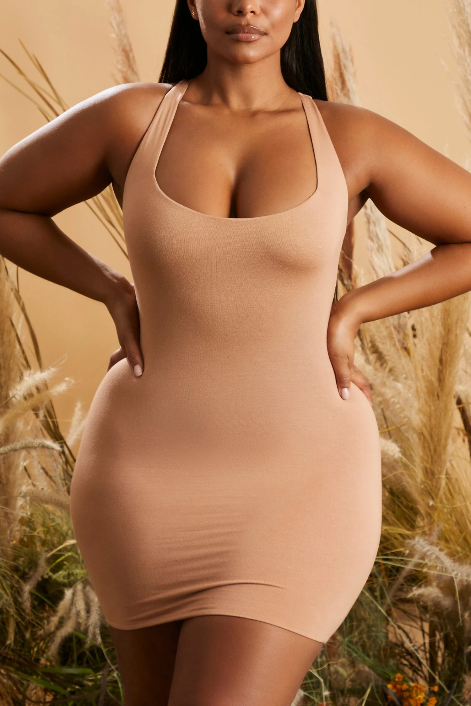 Keyhole Back Mini Dress In Mocha 6 Keyhole Back Mini Dress In Mocha - Image 4