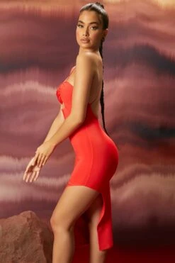 Cross Strap Keyhole Midi Dress In Red -Women Clothes Shop 4274 7 treat me well red keyhole cross ruched front spit side midi dress 1