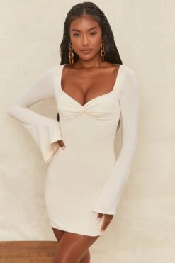 Flare Sleeve Mini Dress In Cream 19 Flare Sleeve Mini Dress In Cream -Women Clothes Shop 4304 1 wildest dreams cream bodycon flared sleeve minidress