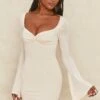 Flare Sleeve Mini Dress In Cream -Women Clothes Shop 4304 3 wildest dreams cream bodycon flared sleeve minidress