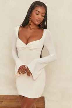 Flare Sleeve Mini Dress In Cream 16 Flare Sleeve Mini Dress In Cream -Women Clothes Shop 4304 5 wildest dreams cream bodycon flared sleeve minidress