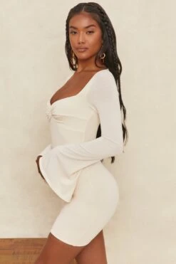 Flare Sleeve Mini Dress In Cream 13 Flare Sleeve Mini Dress In Cream -Women Clothes Shop 4304 7 wildest dreams cream bodycon flared sleeve minidress