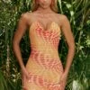 Halter Neck Printed Mesh Mini Dress In Orange 2 Halter Neck Printed Mesh Mini Dress In Orange -Women Clothes Shop 4311 1 feel the groove orange print cross strap abstract print mini dress