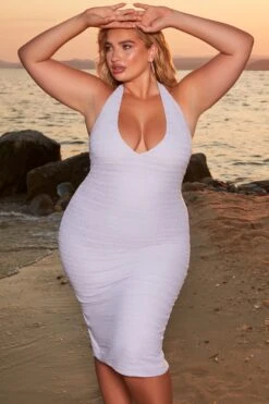 Crochet Plunge Neck Midi Dress In Lilac -Women Clothes Shop 4372 2 azure lilac halter neck plunge bust flattering midiaxi dress 1