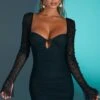 Embellished Long Sleeve Mini Dress In Black -Women Clothes Shop 4557 1 guiana black embelished sleeve ruched bodycon minidress 1