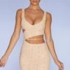 Embellished Cut Out Mini Dress In Sand -Women Clothes Shop 4561 6 Epernay Sand Embellisher Cut Out Mini Dress