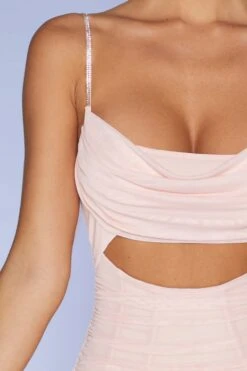 Embellished Strap Mini Dress In Blush -Women Clothes Shop 4563 10 Montpellier Blush Cut Out Cowl Neck Ruched Mini Dress