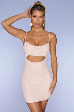 Embellished Strap Mini Dress In Blush -Women Clothes Shop 4563 5 Montpellier Blush Cut Out Cowl Neck Ruched Mini Dress