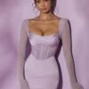 Long Sleeve Mesh Corset Mini Dress In Lilac -Women Clothes Shop 4581 2 Lorient Lilac Satin Long Sleeve Mini Dress b8a3723e e662 4f6f 8141 1d154b37f4bc