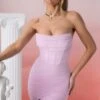 Bandeau Wrap Mini Dress In Pink -Women Clothes Shop 4584 2 agape pink bandeau wrap mini dress 1