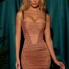 Corset Mini Dress In Brown -Women Clothes Shop 4951 6 cindy brown corset mini dress
