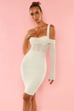 Corset Midi Dress In White -Women Clothes Shop 4957 9 Ingenue White Asymetric Corset Mini Dress