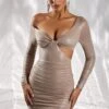 Cut Out Mini Dress In Taupe -Women Clothes Shop 4966 2 perfect for me taupe cut out ruched bodycon mini dress