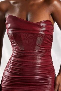 Bustier Mini Dress In Burgundy -Women Clothes Shop 4969 5 wrapped in love burgundy strapless wrap front ruched mini dress