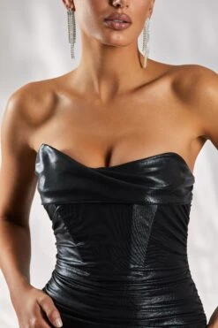 Bustier Mini Dress In Black -Women Clothes Shop 4969 9 wrapped in love black cowl neck leather mini dress