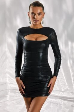 Long Sleeve Mini Dress In Black -Women Clothes Shop 4976 1 soul mate black cut out long sleeve backless mini dress 1