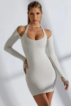 Bardot Mini Dress In Grey -Women Clothes Shop 5055 4 focused on me grey chest strap detail bardot mini dress