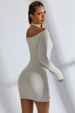 Bardot Mini Dress In Grey -Women Clothes Shop 5055 8 focused on me grey chest strap detail bardot mini dress