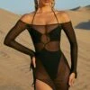 Mesh Overlay Mini Dress In Black -Women Clothes Shop 5120 2 Santa Rosa Black Bardot Overlay Mini Dress