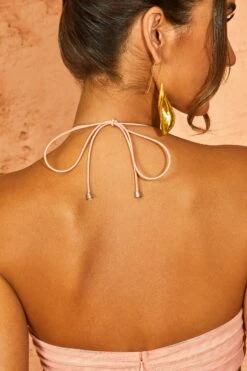 Cut Out Halter Mini Dress In Blush -Women Clothes Shop 5144 9 Zofie Blush Cut Out Halter Neck Mini Dress