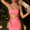 Cut Out Bandeau Mini Dress In Pink -Women Clothes Shop 5195 2 Kai Pink Cut Out Ruched Mini Dress