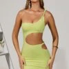 Twist Cut Out Mini Dress In Green 2 Twist Cut Out Mini Dress In Green -Women Clothes Shop 5211 2 Flavia Green Twist Cut Out Mini Dress 1