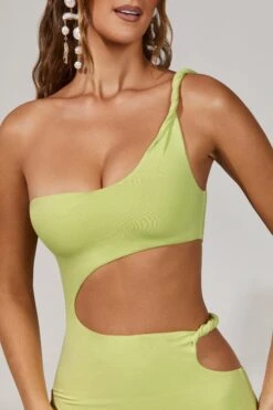 Twist Cut Out Mini Dress In Green -Women Clothes Shop 5211 5 Flavia Green Twist Cut Out Mini Dress 1