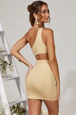 Asymmetric Twist Mini Dress In Cream -Women Clothes Shop 5212 8 Orla White Asymmetric Twist Mini Dress