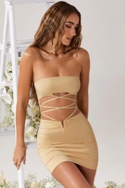 Cut Out Lace Up Mini Dress In Cream 15 Cut Out Lace Up Mini Dress In Cream -Women Clothes Shop 5214 10 Aurelia White Cut Out Lace Up Mini Dress 1