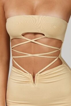 Cut Out Lace Up Mini Dress In Cream 12 Cut Out Lace Up Mini Dress In Cream -Women Clothes Shop 5214 4 Aurelia White Cut Out Lace Up Mini Dress 1