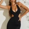 Halterneck Cut Out Mini Dress In Black -Women Clothes Shop 5256 9 Nayana Black Cut Out Plunge Mini Dresscopy
