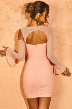 Asymmetric Cut Out Mini Dress In Blush -Women Clothes Shop 5264 8 Inyx Blush Asymmetric Cut Out Mini Dress
