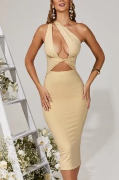 Asymmetric Midaxi Dress In Cream -Women Clothes Shop 5272 5 Himari White Asymetric Midmaxi Dress