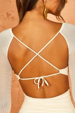Strappy Mini Dress In Ivory -Women Clothes Shop 5280 8 Javier Ivory Cut Out Long Sleeve Double Layered Mini Dress