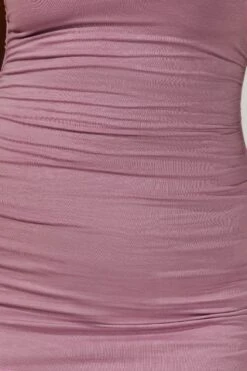 Asymmetric Hem Midi Dress In Purple -Women Clothes Shop 5286 5 Purple Ruched Asymmetric Hem Midi Dresscopy