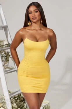 Scoop Neck Mini Dress In Yellow