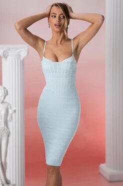 Corset Detail Midi Dress In Aqua -Women Clothes Shop 5307 1 eftychia aqua corset detail midi dress